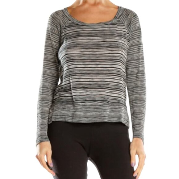 Splendid Gray Green Striped Long Sleeve Top Women’s Size Small Made in USA - Picture 1 of 7